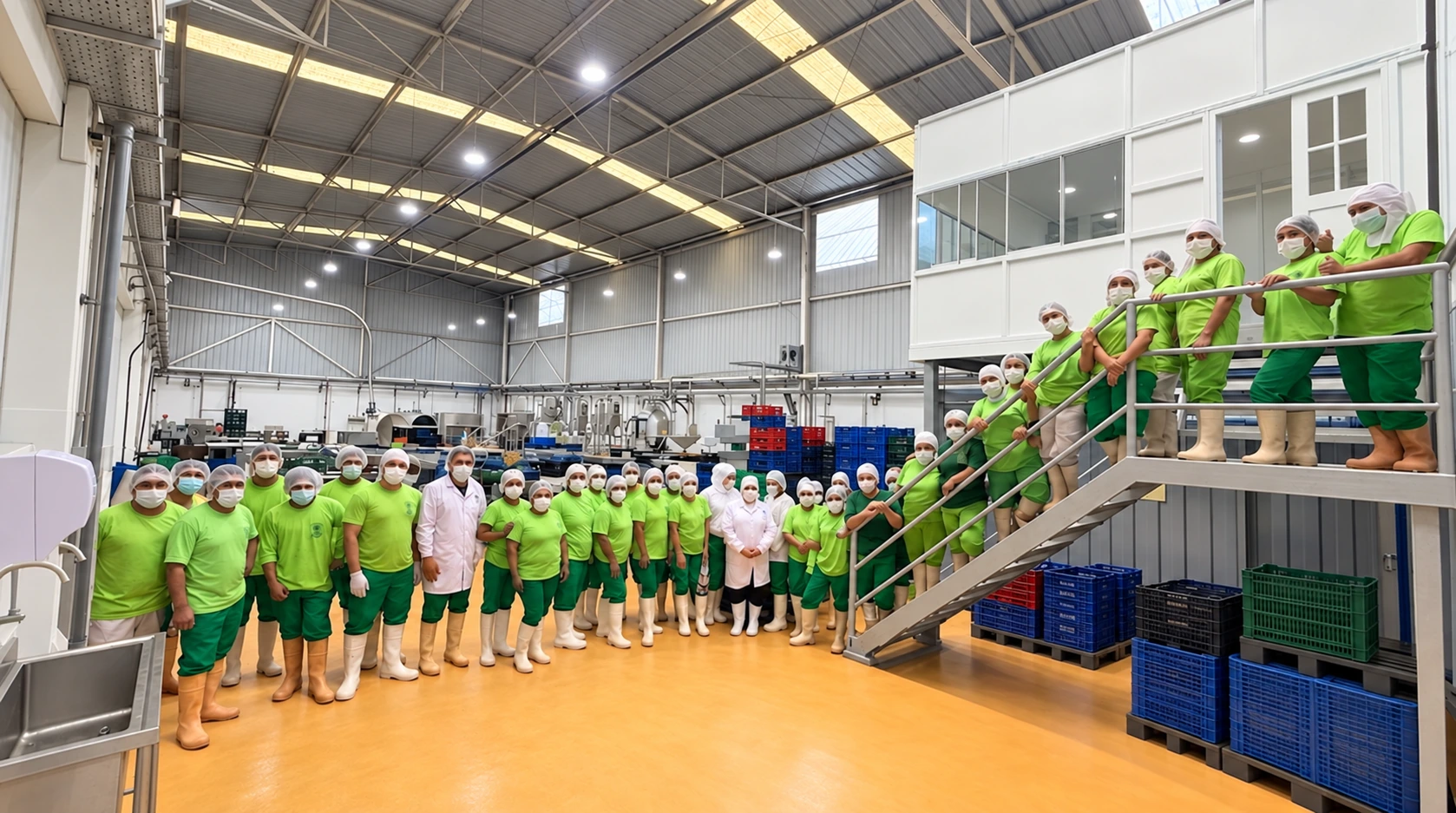 Equipo de Oliveza en la planta de producción