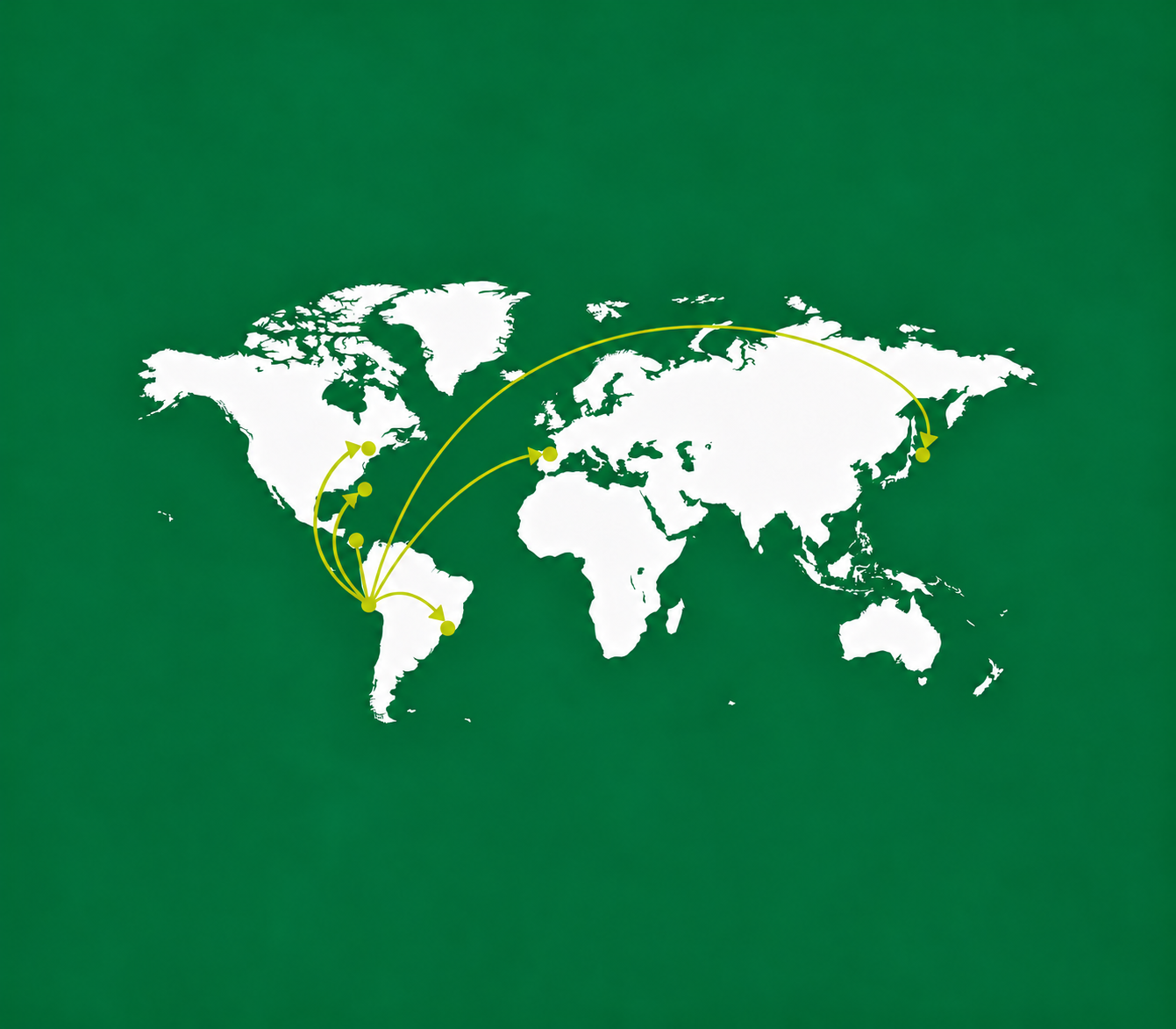 Mapa mundial ilustrativo con conexiones desde Perú